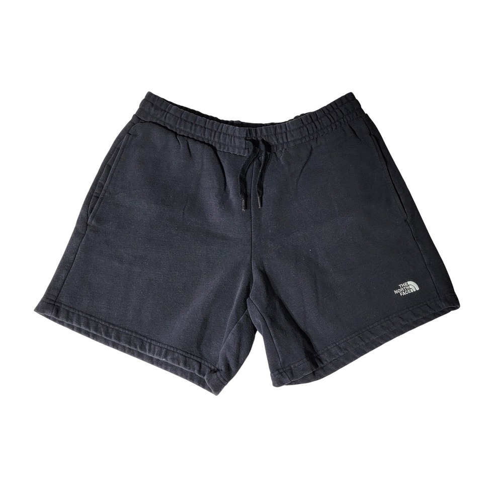 The North Face Mens Black Fleece Sweat Shorts Drawstring Logo Size Large